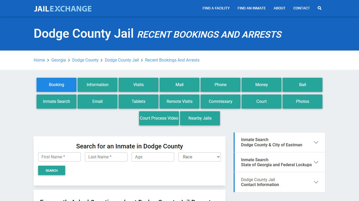 Dodge County Jail GA Recent Arrests and Bookings - Jail Exchange